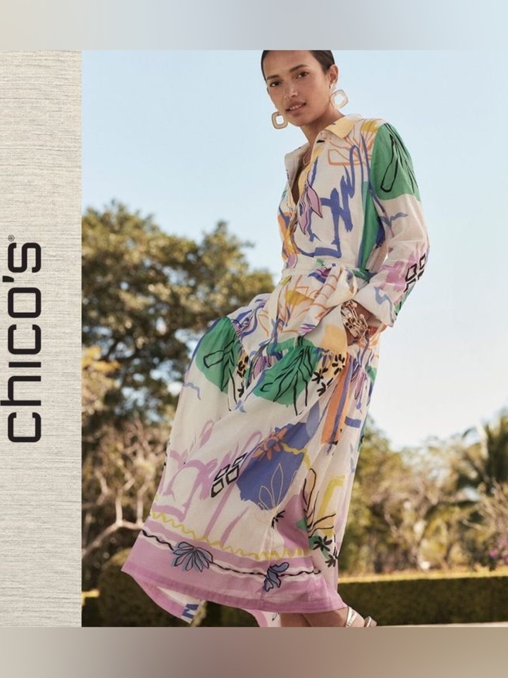NWT Chico's Surreal Escape Long Sleeve Maxi Dress